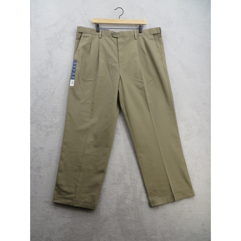 Croft & Barrow Mens 42x30 Khaki Pleated Dress Pants NWT Classic Fit Tan ZB0061KO